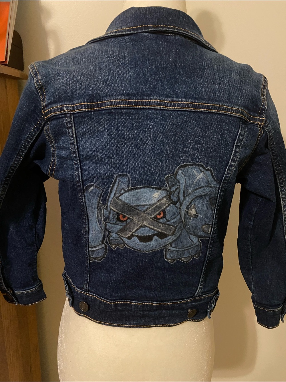 Old Navy Blue Denim Jacket with Cropped Character Back Patch